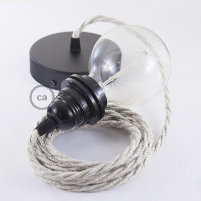 Pendel para pantalla, lámpara colgante cable textil Neutro en Lino Natural TN01