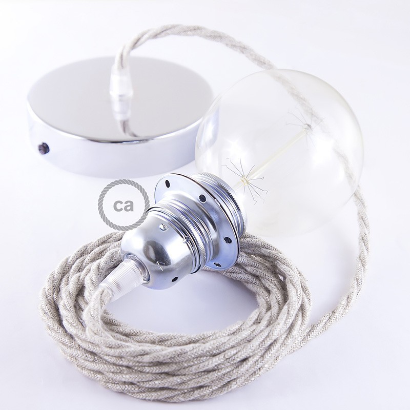 Pendel para pantalla, lámpara colgante cable textil Neutro en Lino Natural TN01