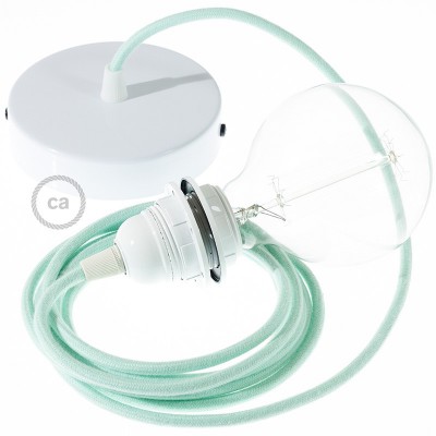 Pendel para pantalla, lámpara colgante cable textil Leche y Menta en Algodón RC34
