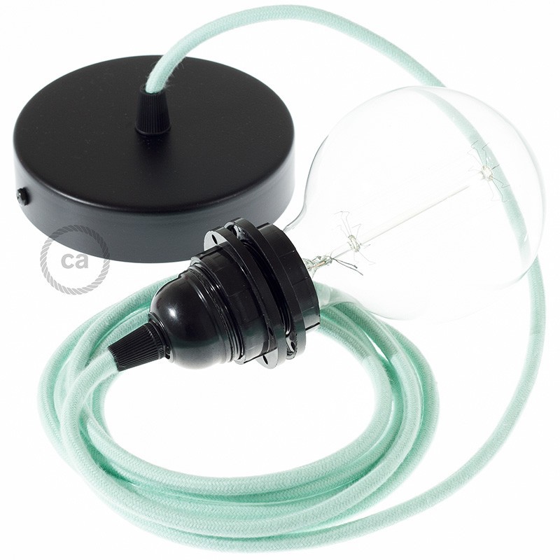 Pendel para pantalla, lámpara colgante cable textil Leche y Menta en Algodón RC34