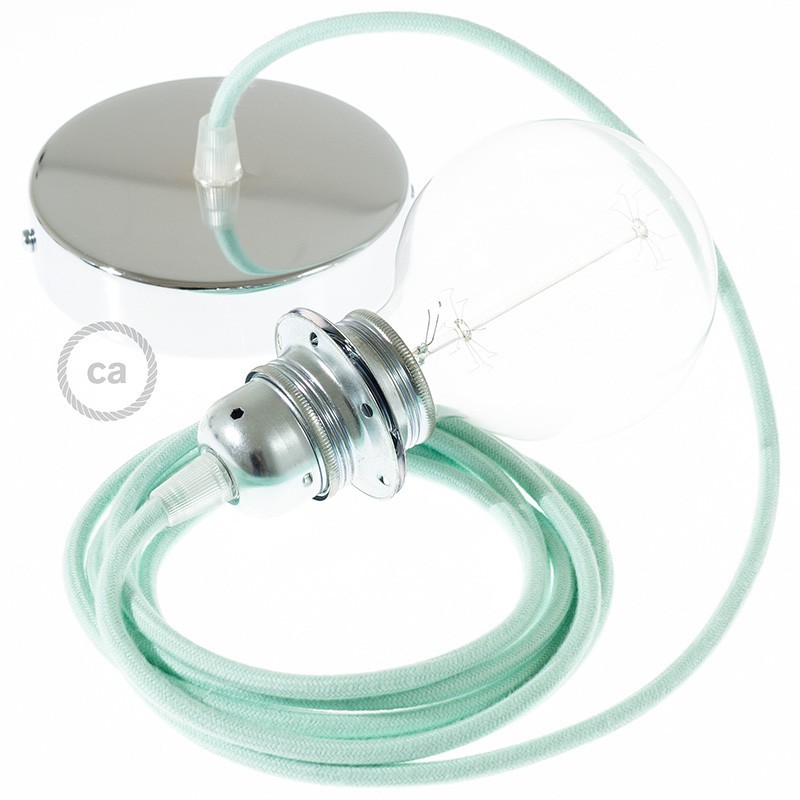 Pendel para pantalla, lámpara colgante cable textil Leche y Menta en Algodón RC34