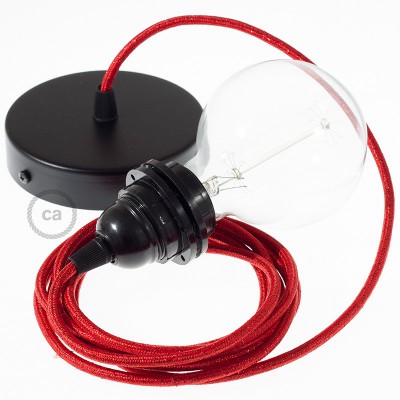 Pendel para pantalla, lámpara colgante cable textil Rojo Glitter RL09