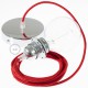 Pendel para pantalla, lámpara colgante cable textil Rojo Glitter RL09