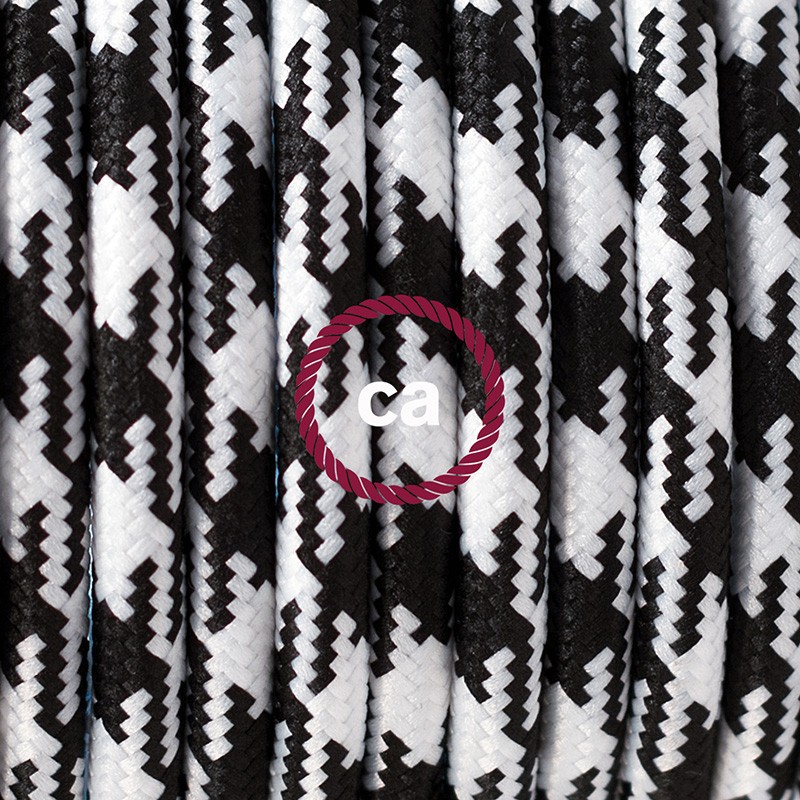 Pendel único, lámpara colgante cable textil Bicolor Negro RP04