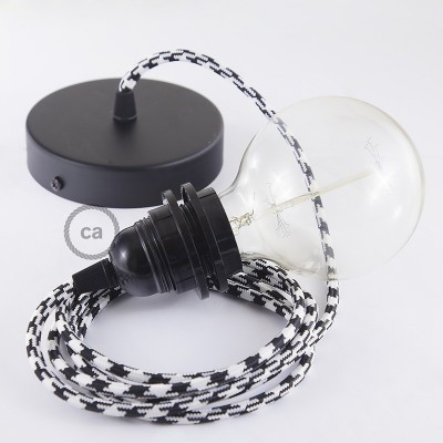 Pendel para pantalla, lámpara colgante cable textil Bicolor Negro RP04