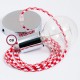 Pendel único, lámpara colgante cable textil Bicolor Rojo RP09