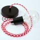 Pendel único, lámpara colgante cable textil Bicolor Rojo RP09
