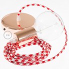 Pendel único, lámpara colgante cable textil Bicolor Rojo RP09