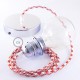 Pendel para pantalla, lámpara colgante cable textil Bicolor Rojo RP09