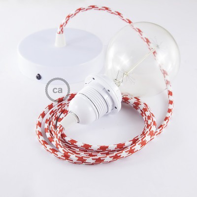 Pendel para pantalla, lámpara colgante cable textil Bicolor Rojo RP09