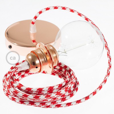 Pendel para pantalla, lámpara colgante cable textil Bicolor Rojo RP09