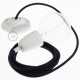 Pendel en porcelana, lámpara colgante cable textil Negro en Algodón RC04