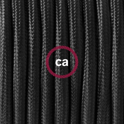 Pendel en porcelana, lámpara colgante cable textil Negro en tejido Efecto Seda RM04