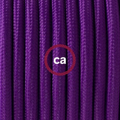 Pendel en porcelana, lámpara colgante cable textil Púrpura en tejido Efecto Seda RM14