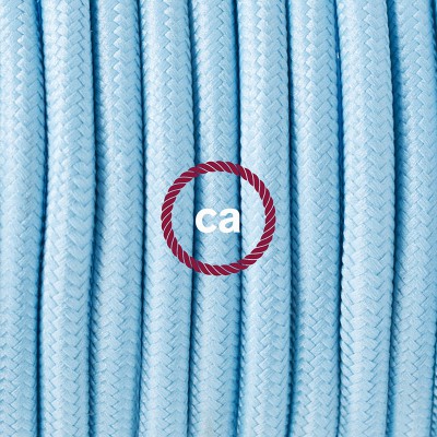 Pendel en porcelana, lámpara colgante cable textil Celeste en tejido Efecto Seda RM17