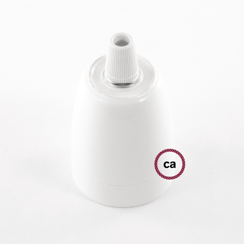 Pendel en porcelana, lámpara colgante cable textil Oceano en Algodón RC53