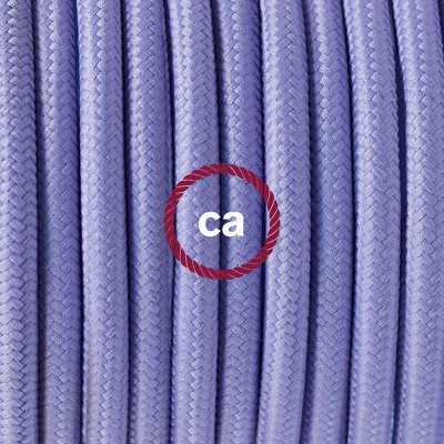 Pendel en porcelana, lámpara colgante cable textil Lila en tejido Efecto Seda RM07