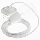 Pendel en porcelana, lámpara colgante cable textil Blanco en Algodón RC01