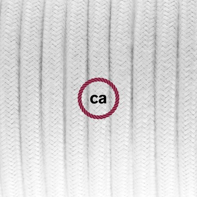 Pendel en porcelana, lámpara colgante cable textil Blanco en Algodón RC01