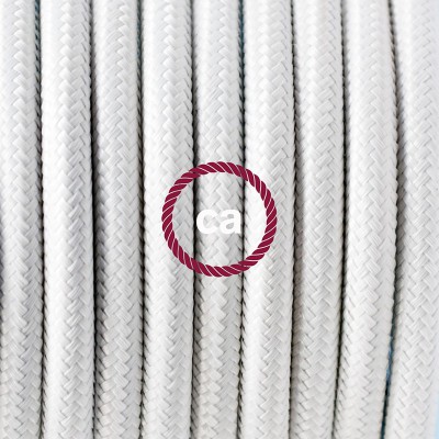 Pendel en porcelana, lámpara colgante cable textil Blanco en tejido Efecto Seda RM01