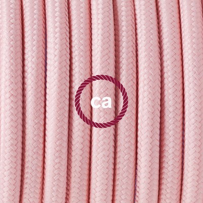 Pendel en porcelana, lámpara colgante cable textil Rosa Baby en tejido Efecto Seda RM16