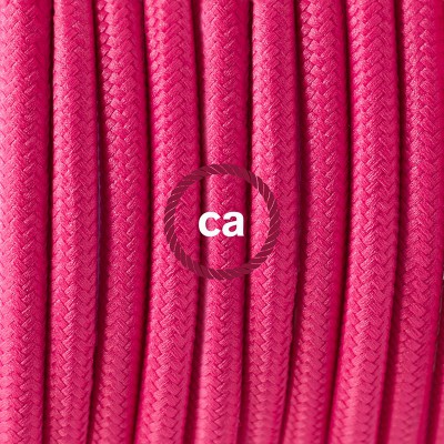 Pendel en porcelana, lámpara colgante cable textil Fuchsia en tejido Efecto Seda RM08