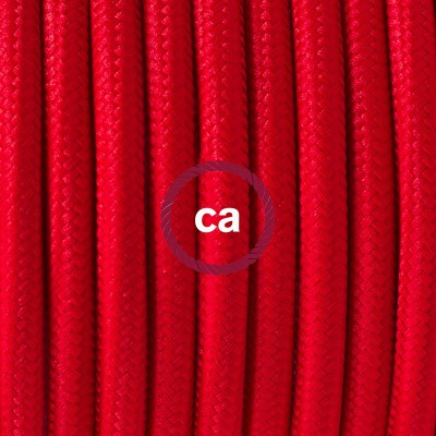 Pendel en porcelana, lámpara colgante cable textil Rojo en tejido Efecto Seda RM09
