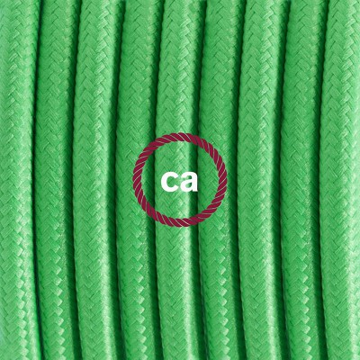 Pendel en porcelana, lámpara colgante cable textil Verde Lima en tejido Efecto Seda RM18