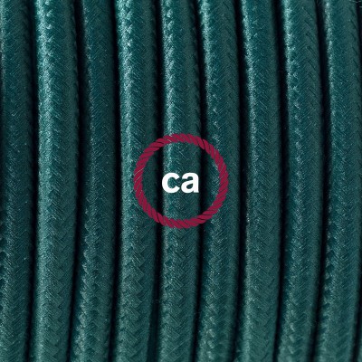 Pendel en porcelana, lámpara colgante cable textil Verde Oscuro en tejido Efecto Seda RM21