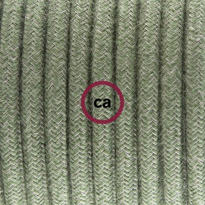 Pendel en porcelana, lámpara colgante cable textil Gris Verde en Algodón RC63