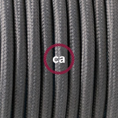 Pendel en porcelana, lámpara colgante cable textil Gris en tejido Efecto Seda RM03