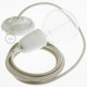 Pendel en porcelana, lámpara colgante cable textil Gris pardo en Algodón RC43