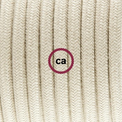 Pendel en porcelana, lámpara colgante cable textil Gris pardo en Algodón RC43