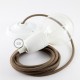Pendel en porcelana, lámpara colgante cable textil Marrón en Algodón RC13