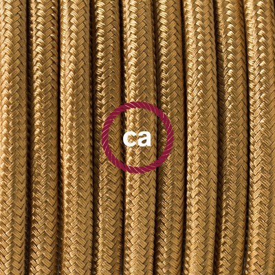 Pendel en porcelana, lámpara colgante cable textil Dorado en tejido Efecto Seda RM05