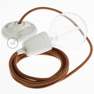 Pendel en porcelana, lámpara colgante cable textil Ciervo en Algodón RC23