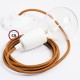 Pendel en porcelana, lámpara colgante cable textil Whiskey en tejido Efecto Seda RM22