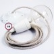 Pendel en porcelana, lámpara colgante cable textil Neutro en Lino Natural RN01