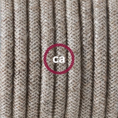 Pendel en porcelana, lámpara colgante cable textil Neutro en Lino Natural RN01