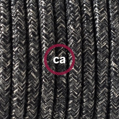 Pendel en porcelana, lámpara colgante cable textil Antracita en Lino Natural RN03