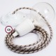 Pendel en porcelana, lámpara colgante cable textil Stripes Corteza RD53
