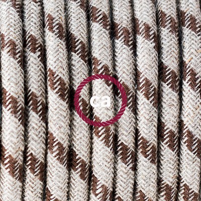 Pendel en porcelana, lámpara colgante cable textil Stripes Corteza RD53