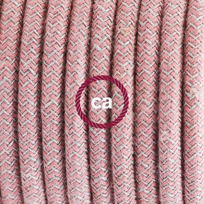 Pendel en porcelana, lámpara colgante cable textil ZigZag Rosa Antico RD71