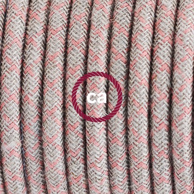 Pendel en porcelana, lámpara colgante cable textil Rombo Rosa Antico RD61