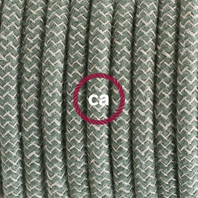 Pendel en porcelana, lámpara colgante cable textil ZigZag Verde Tomillo RD72