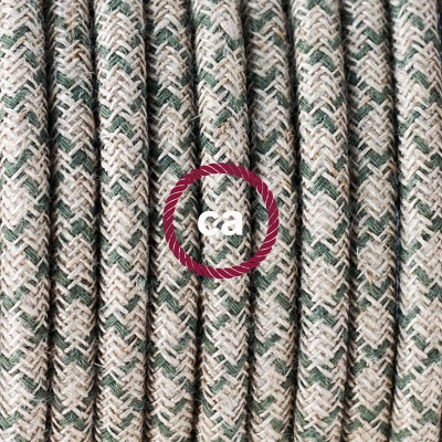 Pendel en porcelana, lámpara colgante cable textil Rombo Verde Tomillo RD62