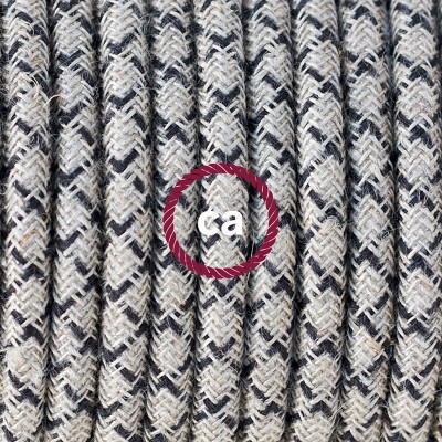 Pendel en porcelana, lámpara colgante cable textil Rombo Antracita RD64