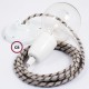 Pendel en porcelana, lámpara colgante cable textil Stripes Antracita RD54