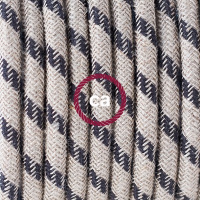Pendel en porcelana, lámpara colgante cable textil Stripes Antracita RD54