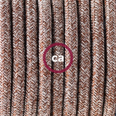 Pendel en porcelana, lámpara colgante cable textil Marrón Glitter en Lino Natural RS82